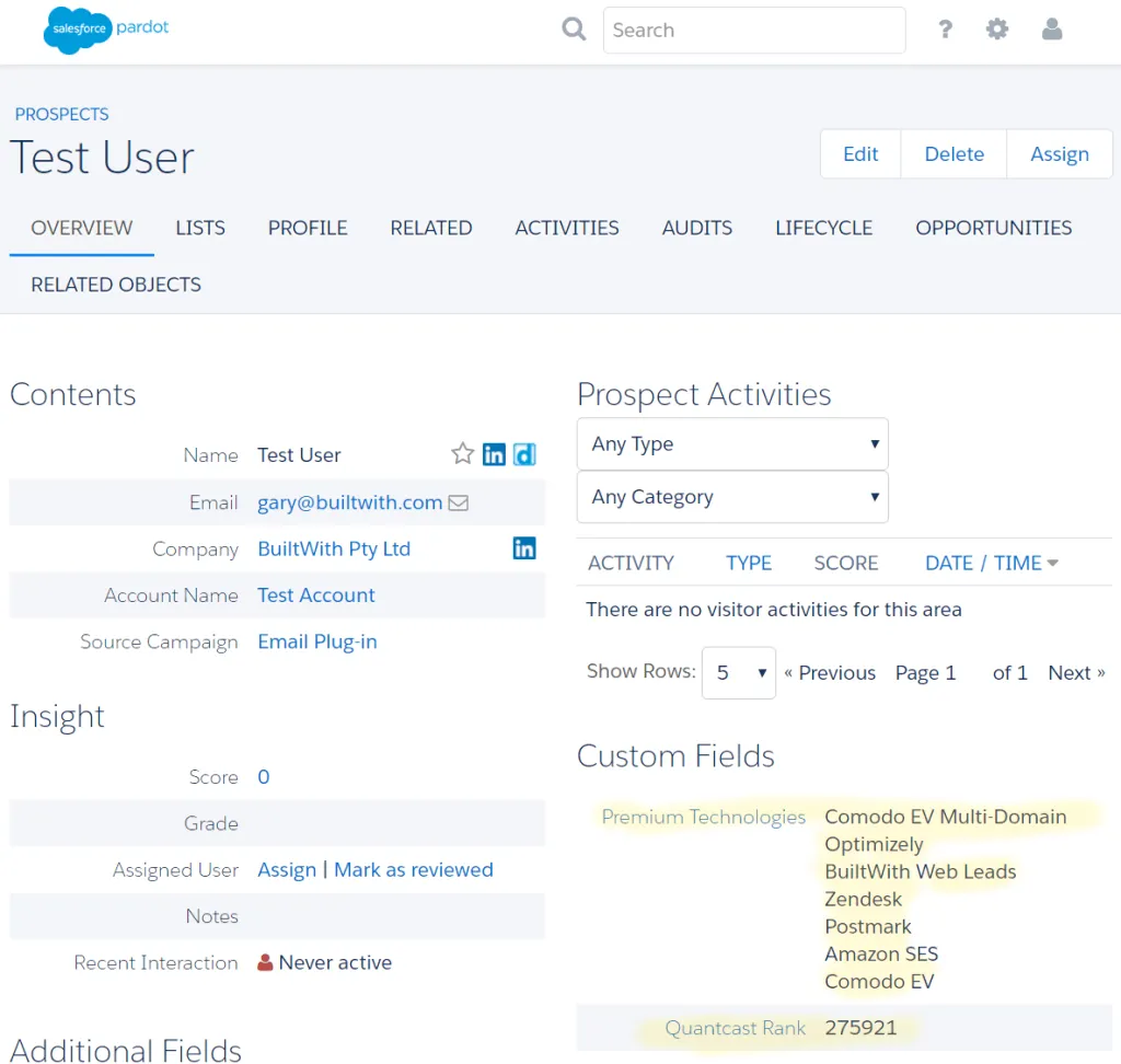 Pardot Screenshot